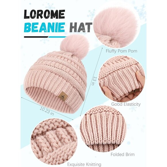 Women Pint Knit Beanie Hat, Gloves, Scarf & Ear Warmer Set - Winter - Picture 2 of 7